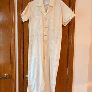 Pistola Cream/white Collar Button-Front jumpsuit
